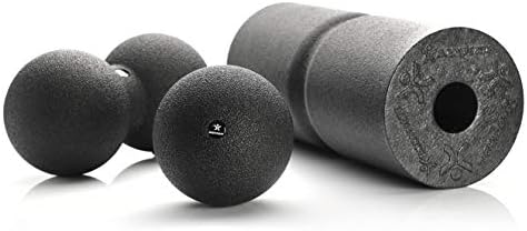 BODYMATE Care Fascial Massage Set  Medium Hard Fascial Roller L35xD14cm, Ball D12cm and Duo Ball D12 x 24cm, Black, with Free e-Book