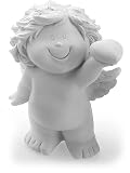 TEMPELWELT Deko Figur Engel Schutzengel Mit Herz 12 cm, Polystein Weiß, Dekofigur Babyengel Rubensengel Engelkind Dekoengel Liebesengel Rosen Geschenk