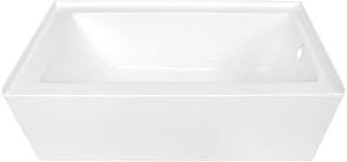 Kingston Brass VTDE603122R 60-Inch Acrylic Alcove Bathtub Right Drain White - Durable Deep Soak Tub