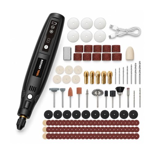 Image of 122 Pcs Cordless Rotary Tool Kit with LED Light & Digital Display, 2000mAh Battery, 8-Speed Variable (2000-20000 RPM), Mini Multi-Tool for Crafting, Engraving, Sanding & Drilling