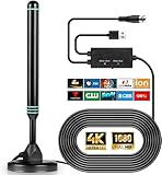 BTFDREEM TV Antenna Indoor, HD Antenna for Smart TV and All TV,TV Antenna for Local Channels,Support 4K 1080p with Signal Booster Antenna TV Digital HD Indoor & Outdoor- 16FT Coax HDTV Cable