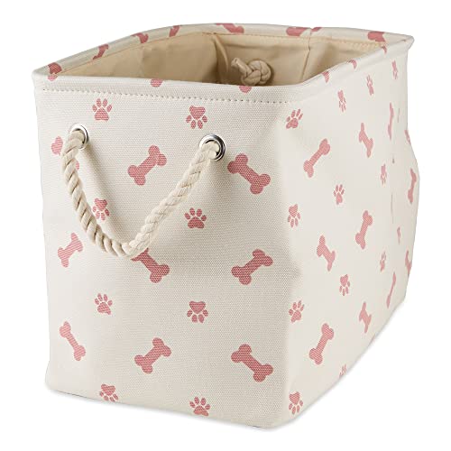 Bone Dry Pet Storage Collection Paw and Bone Print, Small Rectangle, 14x8x9″, Rose