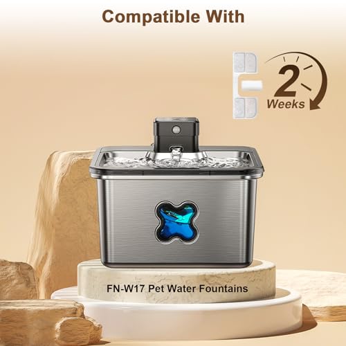12 Packungen Katzenbrunnen Filter kompatibel mit FEELNEEDY FN-W17 (Modellnummer) 3,2 L Katzenbrunnen, inkl. 12 Aktivkohlefilter Cat Fountain Filter und 12 Schwämme für Pumpe