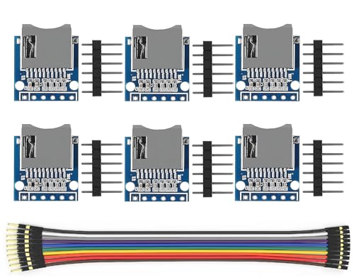 WWZMDiB 6 Pcs Micro SD TF Card Adapter Mini Reader Module 3.3V 6 Pin SPI Interface Compatible with for Arduino Raspberry Pi ESP32