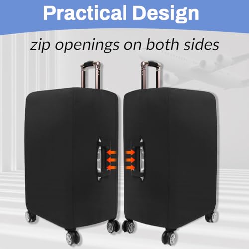 Hiseng Elastisch Kofferhülle, Schwarz Kofferschutzhülle Kofferüberzug, Suitcase Cover Waschbare Kofferschutz mit Reißverschluss, Polyester Luggage Cover Gepäck Cover Reisekoffer-18 bis 32 Zoll