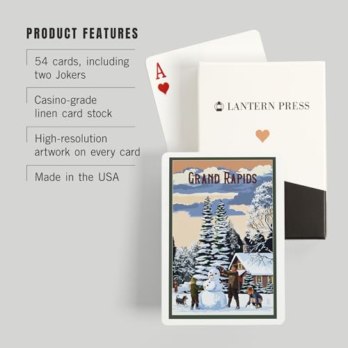 Baraja de 52 cartas tamaño póker con escena de muñeco de nieve miniatura 3