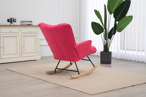 image for SAETSFEG Nursery Rocking Chair Teddy, Upholstered Glider Rocker with H