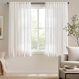 jinchan White Semi Sheer Curtains Light Filtering...