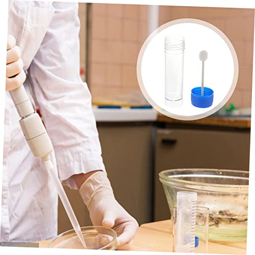 Hoement Human and Dog Stool Sample Container with Spoon Lid - 10 Pack - 25-30ml Urine and Fecal Specimen Cups with Screw-On Lids - Ideal for Medical and Laboratory Use - Individually Bagged