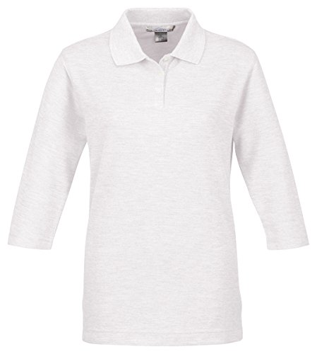 Tri-Mountain Women's 3/4-Sleeve Pique Knit Golf Shirt White