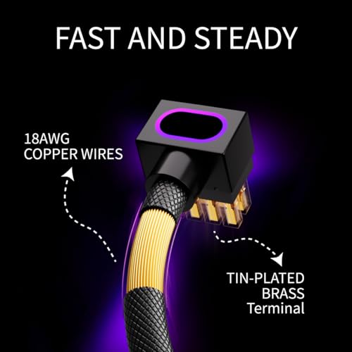 Image of 8PIN GPU Extension Cable, ARGB PC Cable with 5V 3Pin,18AWG 90 Right-Angle Design for Cleaner PC Builds,Male-to-Female Connectors Suitable for Various GPU and Power Supply.30CM(Black-GPU-Clip A)