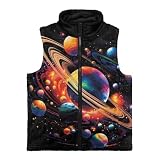 Glkyslehks Galaxy Planet Boys Fleece Vest Size 4T Zip Up Vest with Pockets Thermal Winter Clothes Jackets Toddler Boys Sleeveless Vests