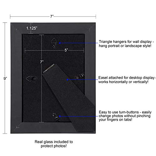 Designovation Kieva Solid Wood Picture Frame For Tabletop Display And Wall Mounting, Distressed Black 5 X 7, Pack Of 6 #TOP5