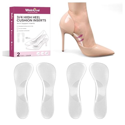 Welnove Arch Support Plantillas gel Mujer - 3/4 Almohadillas suaves invisibles para aliviar el dolor y la fatiga, 2 pares de plantillas para sandalias de tacón alto, pies planos, fascitis plantar