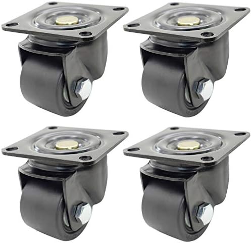 Dr.Luck 2.5 Inch Swivel Casters Set with 50mm Extra Width Nylon Wheels,Low Center of Gravity,Heavy Duty,Double Ball Bearing,Thick Top Plate,Hi-Temp Nylon Castors,Total 4400 Lbs Load Capacity,Pack of 4