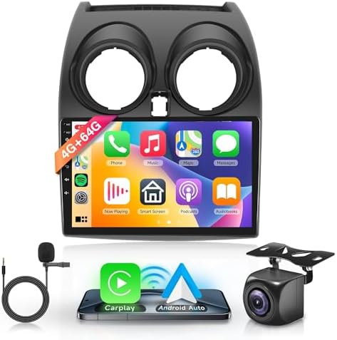 4G 64G for Nissan Qashqai J10 2006-2016 Wireless Carplay Android Auto Android Car Stereo, Rimoody 9 Inch Touch Screen Car Radio with GPS Navigation Bluetooth FM RDS WiFi + AHD Backup Camera