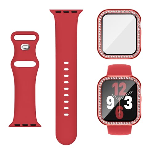 Image of Adorique 3-in-1 Compatible for Apple Watch Band 40mm 41mm 42mm 44mm 45mm 46mm, Soft Silicone Sport Strap for iWatch Series SE 10 9 8 7 6 5 4 3