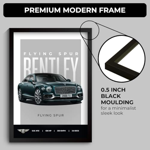 Image of Bentley Flying Spur Poster | Framed A4 Sized (31 x 23 cm) | Bentley Car Posters for Wall, Gift for Boys | Supercar Frames | Poster Sportscar Frame | Car Posters for Wall, Bedroom, Hostel, Study Room, Desk (F 032)