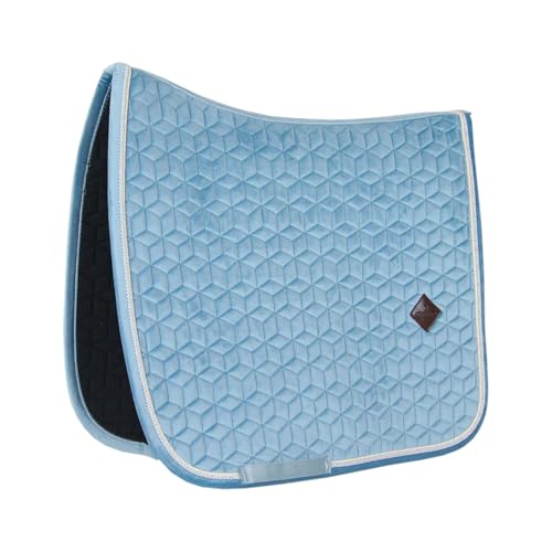 Tapis de selle dressage COB bleu clair en velours anti frottement