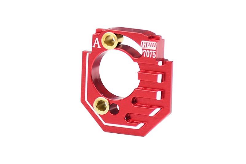 GPM Upgrades Aluminum 7075 Motor Mount Adjustable with Heat Dissipation Function for 1/18 4Wd Granite Grom Mega 380 Brushed 4X4 Monster Truck-Ara2102 (red)
