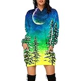 Pullis Teenager Mädchen mit Kapuze Pulloverkleid Christmas Sweater Elfen Kostüm Pullikleid Dirndl Jacke Weihnachtsdeko Modern Große Größen Kapuzenjacke Weihnachtsoutfit Familie