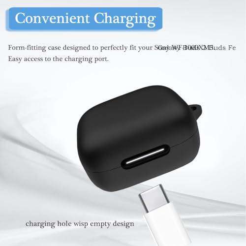 Dl3 Mobilak Compatible with Anker Soundcore R50i NC/Anker P30i Case Cover, Soft Silicone Shockproof Protective Case Wireless Earbuds with Carabiner, Front LED Visible (Black)