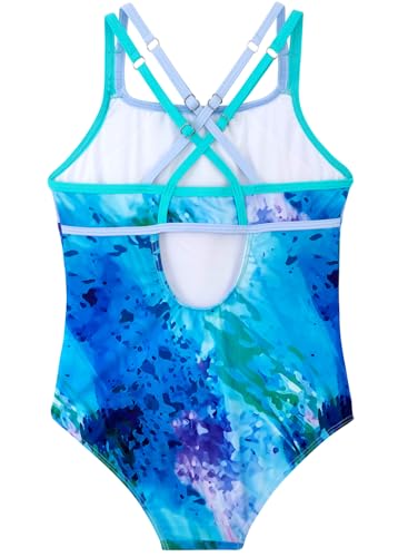 Image of Belovance Girls Swimsuit One Piece Swimwear Adjustable Straps Back Cutout Athletic Sport Kids Tween Bathing Suit 5-14 Years