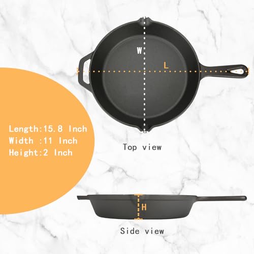 Pre-Seasoned 10.25 Cast Iron Skillet with Silicone Handle - Oven, Stovetop, Grill & Campfire Friendly - Versatile for Searing, Sautéing, Broiling & Frying