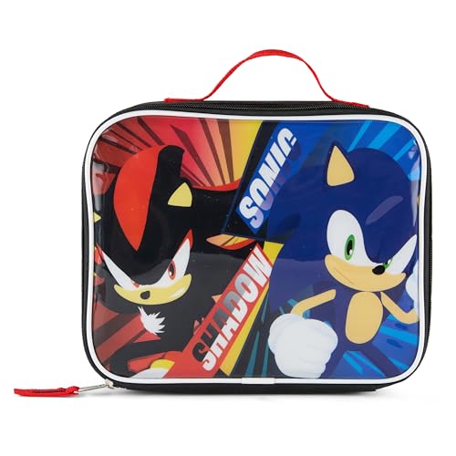 Sonic The Hedgehog & Shadow the Hedgehog Lunch Box Full Zip Around Insulated Lunch Tote Bag For Hot and Cold Food Black