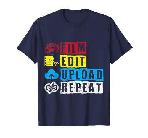 Vlogger Video Blogger Content Creater Influencer Vlogging T-Shirt, Men, Navy Blue, Medium