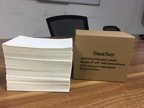 Oaustect 4X6 Shipping Label 1000 Fanfold Labels For Rollo, Zebra Direct Thermal Printer, With Perforations #TOP6