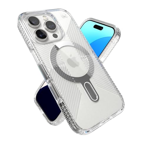 Image of Speck Clear iPhone 16 Pro Max Case MagSafe + ClickLock - Slim Phone Case iPhone 16 Pro Max - iPhone 16 Pro Max Phone Case - Presidio - Clear /Chrome