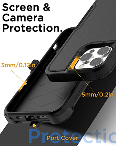 Aicase For Iphone 14 Pro Max Belt Clip Case With Glass Screen Protector+Camera Lens,[Compatible Magsafe] Heavy Duty Drop Protection Full Body Rugged Shockproof Military Protective Tough Durable Cover #TOP7