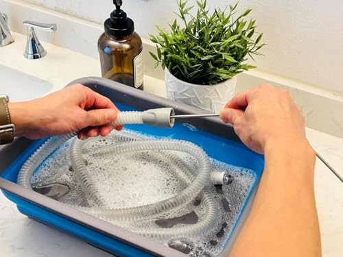 image for RawRock Drying Rack CPAP Cleaning Kit with Collapsible Wash Basin, Cle
