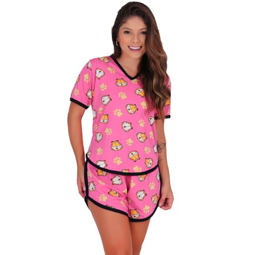 Kit 2 Pijamas Fadinha Tecido Refrescante Short Cós Alto Click Mais Bonita (G, Estampados)