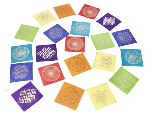 GURU SHOP Bandiera di preghiera in carta, 2,50 m, decorazione buddista in carta lokta, universo, 11 x 11 cm