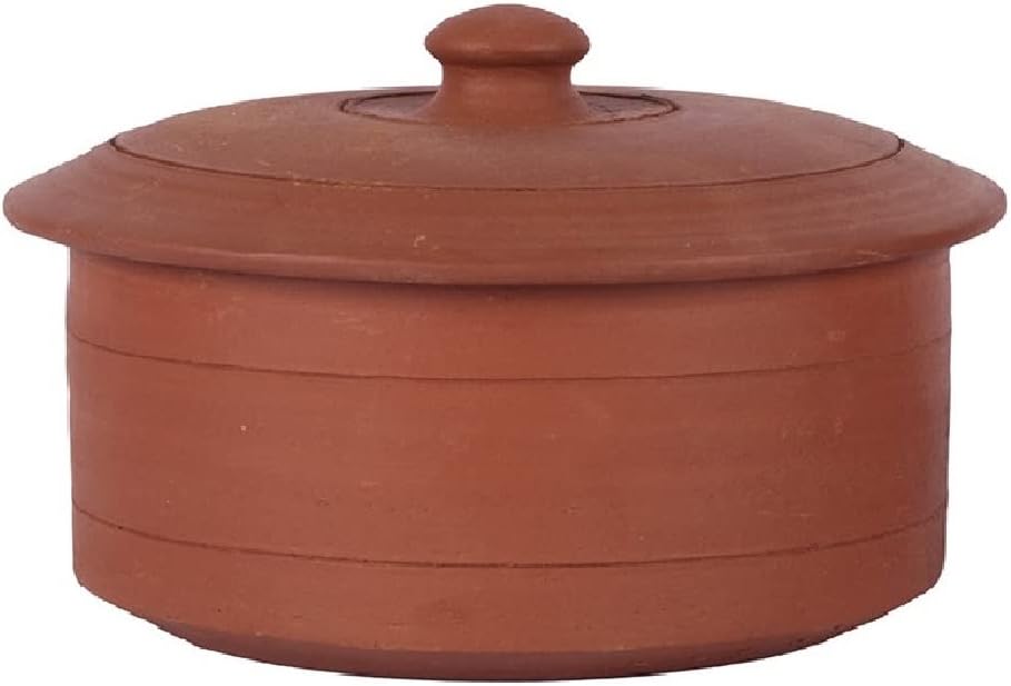 Village Decor handmade earthen clay natural yogurt maker/clay curd pot with lid (1000 ML / 34 OZ - 2 QTY)