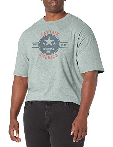 Marvel Big & Tall Classic Brooklyn Star Men's Tops Short Sleeve Tee Shirt, Athletic Heather, Large #TOP13
