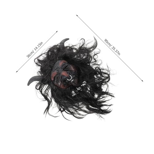 Masque de bœuf avec cornes rigides et perruque noire intégrée Uonlytech