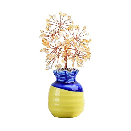 YOKWI 15-17 cm 1PC Cristal Naturel Ornements minéraux Arbre de Vie décoration Magique réparation Famille Maison décoration Couple décoration Bricolage Ornement (Color : Citrine)