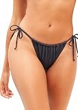Holipick Black Women Side Tie Swim Bottom Moderate Coverage Bikini Bottom Sexy String Swimsuit Bathing Suit Bottom XL