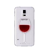Turpro Hard Plastic Transparent Crystal Clear Creative Funny 3D Liquid Red Wine Glass Case Cover for Samsung Galaxy S5 (Red Wine)