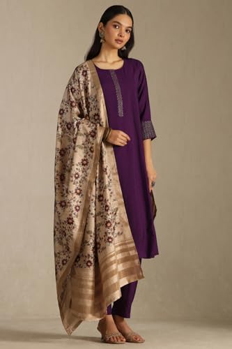 Image of Soch Womens Blend Woven Design Suit Set With Zari