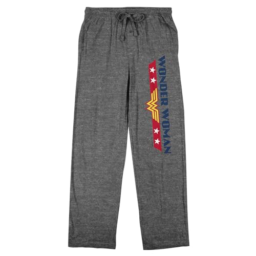 Wonder Woman Classic Logo Men's Heather Gray Sleep Pajama Pants