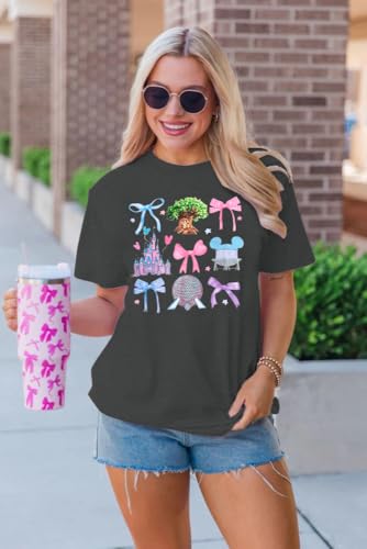 Magical Shirt for Women Magic Kingdom Shirts Castle Graphic T Shirt Family Vacation Tee Casual Holiday Tops Dark Grey — view 5