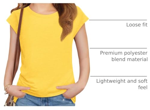 Image of Imily Bela Girls Short Sleeve T Shirts Crew Neck Cap Sleeve Tank Tops Casual Loose Summer Shirt Kids 5-14 Years