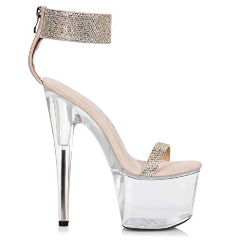 Ellie Shoes Women's Anika Rhinestone Cuff with Clear Platform Sandal, Gold, 10 M US by Ellie Shoes - Used condition - US$68.92
