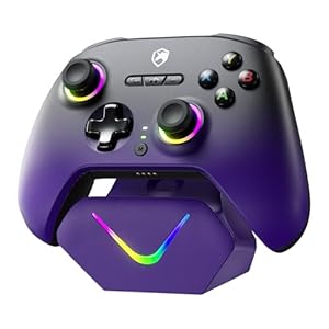 ECHTPower PC Controller-Dual TMR Hall Effect Joysticks Anti-Drift & Triggers 1000Hz Polling RGB Lighting, Programmable Buttons for PC/Switch/Switch 2/iOS/Android-Wired & Wireless with Charging Dock