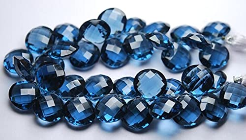 Quartz Bleu de Londres briolette cœur 11mm pierre facettée lot de 20