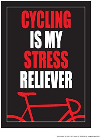 Fitnus Chart Series Cycling is My Stress Reliever 18" X 24" Poster (Blue/White/Black)